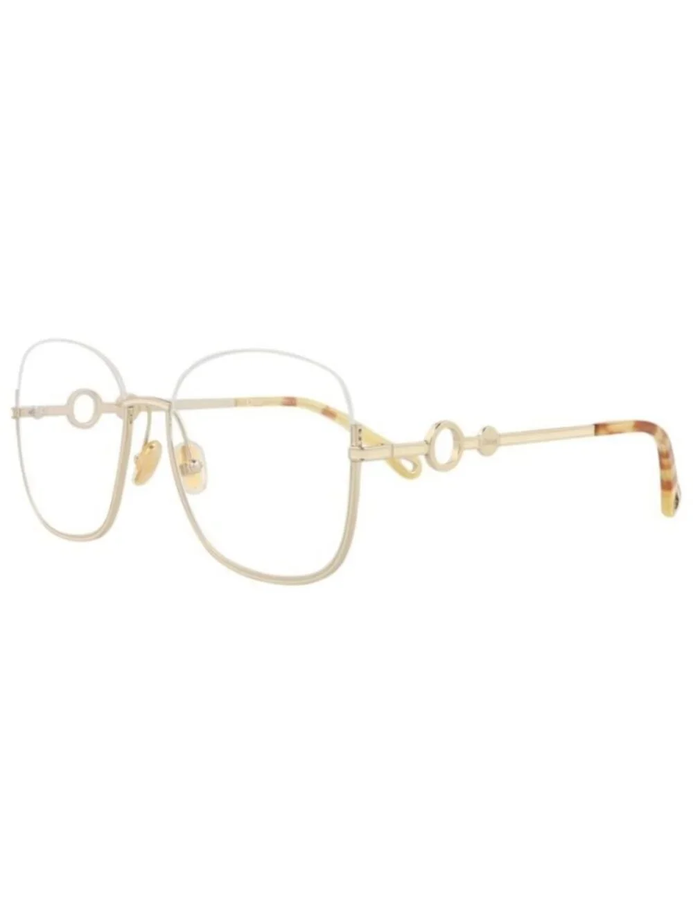 New Chloé Womens Square/Rectangle Gold Gold Transparent Fashion Designer Eyeglas